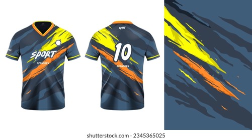 Tshirt mockup sport jersey template design for football soccer, racing, gaming, sports jersey abstract grunge design

