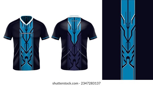 Tshirt mockup sport jersey template design for football soccer, racing, gaming, sports jersey abstract design black color