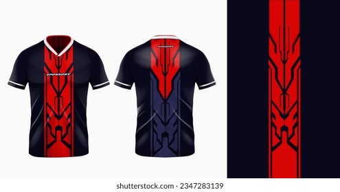 Tshirt mockup sport jersey template design for football soccer, racing, gaming, sports jersey abstract design black color