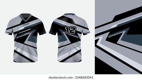 Tshirt mockup sport jersey template design for football soccer, racing, gaming, sports jersey abstract design gray color