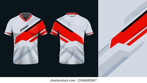 Tshirt mockup sport jersey diseño de plantilla para fútbol, carreras, juegos, deportes jersey diseño abstracto color rojo