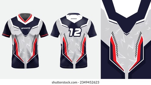 Tshirt mockup sport jersey template design for football soccer, racing, gaming, sports jersey abstract design gray color