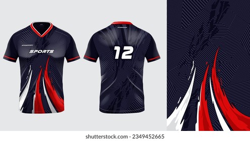 Tshirt mockup sport jersey template design for football soccer, racing, gaming, sports jersey abstract design 