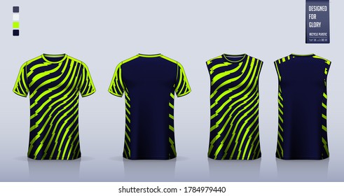 T-shirt mockup, sport shirt template design for soccer jersey, football kit. Tank top for basketball jersey or running singlet. Blue Green sport uniform in front view, back view. Shirt mockup Vector.