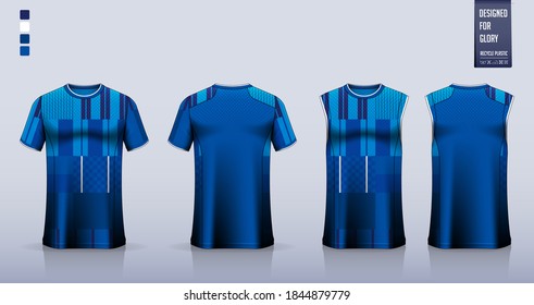 T-shirt mockup, sport shirt template design for soccer jersey, football kit. Tank top for basketball jersey, running singlet. Fabric pattern for sport uniform in front view back view. Vector.