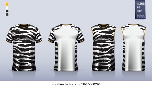 T-shirt mockup or sport shirt template design for soccer jersey or football kit. Tank top for basketball jersey or running singlet. Fabric pattern for sport uniform in front view back view. Vector.