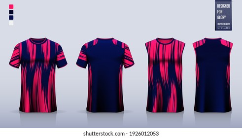 T-shirt mockup or sport shirt template design for soccer jersey or football kit. Tank top for basketball jersey or running singlet. Fabric pattern for sport uniform in front view back view. Vector.