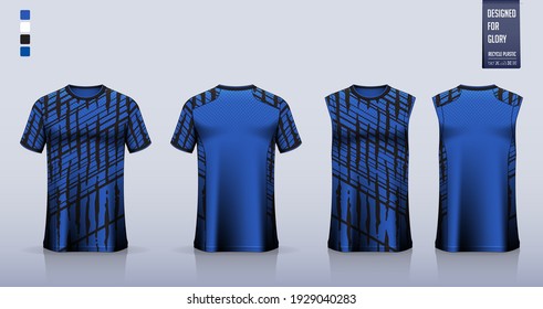 T-shirt mockup or sport shirt template design for soccer jersey or football kit. Tank top for basketball jersey or running singlet. Fabric pattern for sport uniform in front view back view. Vector.