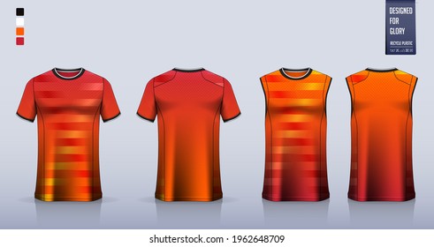 T-shirt mockup or sport shirt template design for soccer jersey or football kit. Tank top for basketball jersey or running singlet. Fabric pattern for sport uniform in front view back view. Vector.