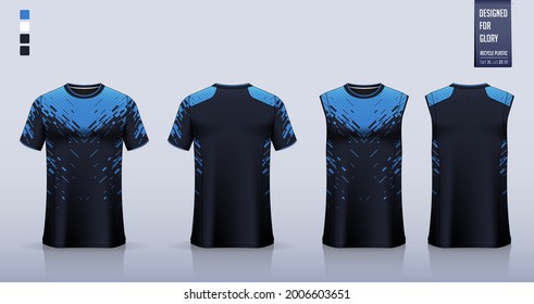 T-shirt mockup or sport shirt template design for soccer jersey or football kit. Tank top for basketball jersey or running singlet. Fabric pattern for sport uniform in front view back view. Vector.