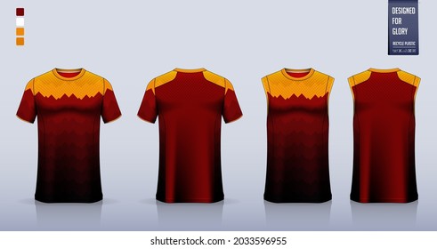 T-shirt mockup or sport shirt template design for soccer jersey or football kit. Tank top for basketball jersey or running singlet. Fabric pattern for sport uniform in front view back view. Vector.