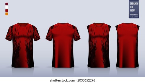 T-shirt mockup or sport shirt template design for soccer jersey or football kit. Tank top for basketball jersey or running singlet. Fabric pattern for sport uniform in front view back view. Vector.