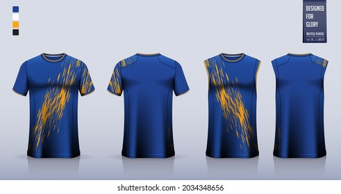 T-shirt mockup or sport shirt template design for soccer jersey or football kit. Tank top for basketball jersey or running singlet. Fabric pattern for sport uniform in front view back view. Vector.