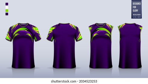 T-shirt mockup or sport shirt template design for soccer jersey or football kit. Tank top for basketball jersey or running singlet. Fabric pattern for sport uniform in front view back view. Vector.