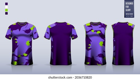 T-shirt mockup or sport shirt template design for soccer jersey or football kit. Tank top for basketball jersey or running singlet. Fabric pattern for sport uniform in front view back view. Vector.