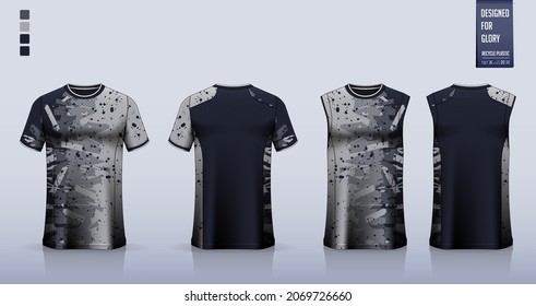 T-shirt mockup, sport shirt template design for soccer jersey, football kit. Tank top for basketball jersey, running singlet.Fabric pattern for sport uniform in front and back view.Vector Illustration