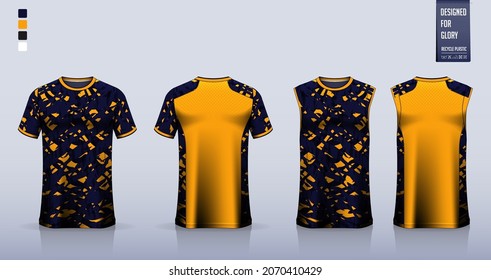 T-shirt mockup, sport shirt template design for soccer jersey, football kit. Tank top for basketball jersey, running singlet.Fabric pattern for sport uniform in front and back view.Vector Illustration