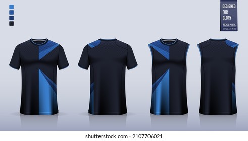 Mockup de camisetas, diseño de la plantilla de la camisa deportiva para la camiseta de fútbol, equipo de fútbol. Tank top para la camiseta de baloncesto, con singlet en funcionamiento. Patrón de tejido para uniforme deportivo delante, retrovista. Ilustración vectorial