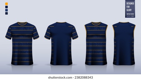 T-shirt mockup, sport shirt template design for soccer jersey, football kit. Tank top for basketball jersey, running singlet. Fabric pattern for sport uniform in front, back view. Vector Illustration