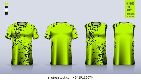 T-shirt mockup, sport shirt template design for soccer jersey, football kit. Tank tops for basketball jersey, running singlet. Fabric pattern for sport uniform in front, back view. Vector Illustration