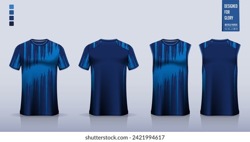 T-shirt mockup, sport shirt template design for soccer jersey, football kit. Tank tops for basketball jersey, running singlet. Fabric pattern for sport uniform in front back view. Vector Illustration