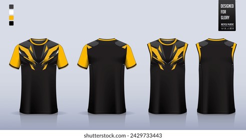 Modelo de la camiseta, diseño de la plantilla de la camisa del deporte para la camiseta de fútbol, kit de fútbol. Camisetas sin mangas para camiseta de baloncesto, camiseta sin mangas. Patrón de tela para el uniforme deportivo en la parte delantera, vista trasera. Ilustración vectorial