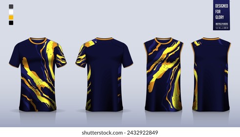 T-shirt mockup, sport shirt template design for soccer jersey, football kit. Tank tops for basketball jersey, running singlet. Fabric pattern for sport uniform in front, back view. Vector Illustration