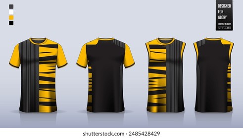 T-shirt mockup, sport shirt template design for soccer jersey, football kit. Tank tops for basketball jersey, running singlet. Fabric pattern for sport uniform in front, back view. Vector Illustration