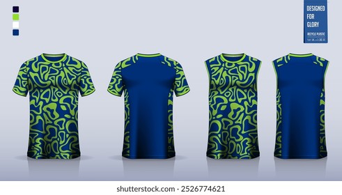 T-shirt mockup, modelo de camisa esporte design para camisa de futebol, kit de futebol. Topos de tanque para camisa de basquete, singlet de corrida. Padrão de tecido para uniforme desportivo na frente, vista traseira. Ilustração de vetor