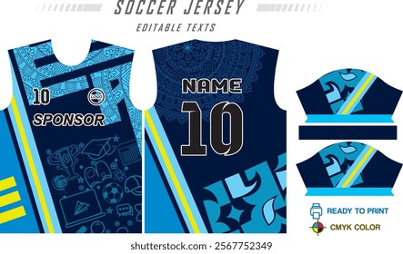 T-shirt mockup, sport shirt template design for soccer jersey, football kit. Tank tops for basketball jersey, running singlet. Fabric pattern for sport uniform in front, back view. Vector Illustration