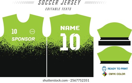 T-shirt mockup, sport shirt template design for soccer jersey, football kit. Tank tops for basketball jersey, running singlet. Fabric pattern for sport uniform in front, back view. Vector Illustration