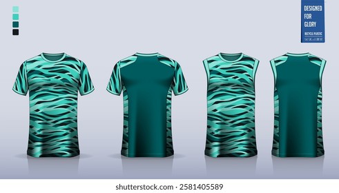 T-shirt mockup, sport shirt template design for soccer jersey, football kit. Tank tops for basketball jersey, running singlet. Fabric pattern for sport uniform in front, back view. Vector Illustration