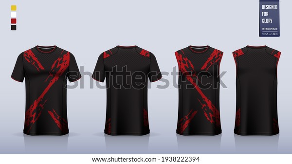 T-shirt mockup or sport shirt template design for
soccer jersey or football kit. Tank top for basketball jersey or
running singlet. Fabric pattern for sport uniform in front view
back view. Vector.
