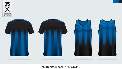 T-shirt mockup, sport template design for soccer jersey, football kit. Tank top for basketball jersey and running singlet. Sport uniform in front view and back view.  Mock up Vector Illustration.