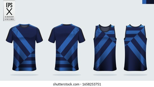 T-shirt mockup, sport template design for soccer jersey, football kit. Tank top for basketball jersey and running singlet. Sport uniform in front view and back view.  Mock up Vector Illustration.