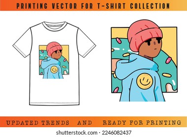 T-shirt Mockup SS23 printing, T-shirt Vector Printing Design, Vector Illustration for Tee mockup, ready vector for Tee printing, updated printing for Tee, new print vector for T-shirt