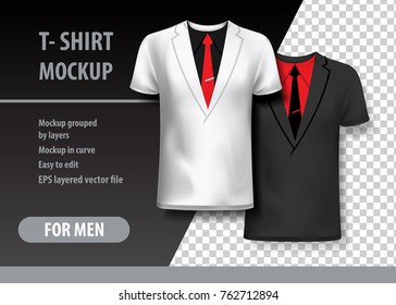 T-Shirt Mockup with suit in two colors. Mockup layered and editable.