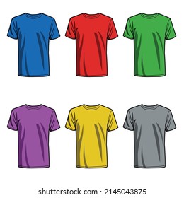 tshirt mockup template color set vector design