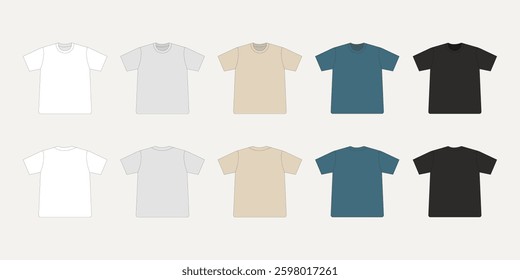 T-shirt mockup template. Front and back view. Vector illustration