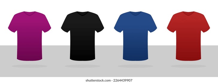 Tshirt mockup vector. tshirt mock up set. T-shirt template front design. 