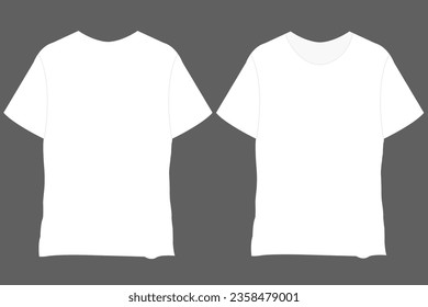 TShirt Mockup vector template. Blank white T-Shirts Front view presentation for print. Men's white Mock-up Ready to replace design. Short sleeve casual cloth t-shirt.