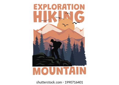 T-shirt mountain hiking exploration retro style vintage