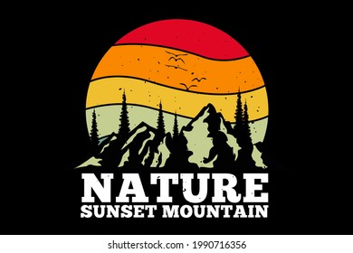 T-shirt mountain nature pine tree retro style