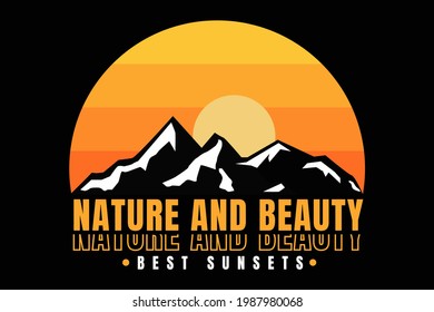 T-shirt mountain sunset nature beautiful retro vintage style