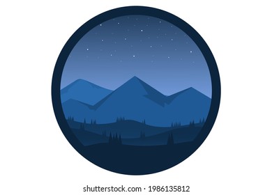 T-shirt mountains at night are beautiful sky color blue