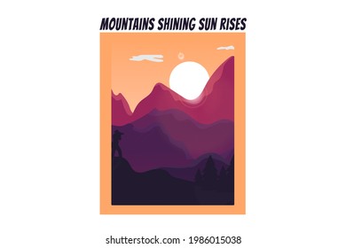 T-shirt mountains shining sun rises