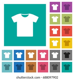 T-shirt multi colored flat icons on plain square backgrounds. Included white and darker icon variations for hover or active effects.