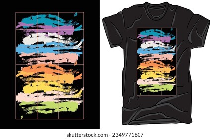 T-Shirt Multi water color Brush Shape Design, apparel design, illustration Design