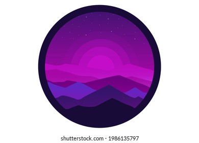 T-shirt natural desert deer at night color purple and black