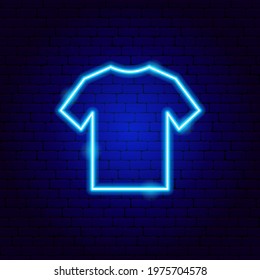 T-Shirt Neon Sign. Vector Illustration of Clothes Promotion.